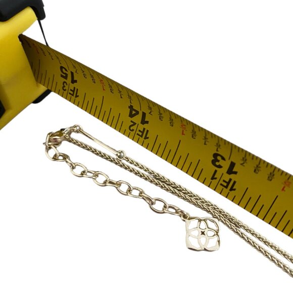 Authentic KENDRA SCOTT Gold Macrame Reid Long Necklace Abalone gold tone 15" - Picture 11 of 11